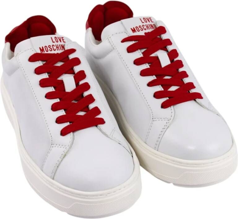 Love Moschino Bianco Rosso Stijlvolle Sneakers White Dames