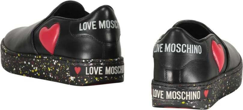 Love Moschino Casual Slip-On Sneakers met Contrasterende Inzetstukken Black Dames