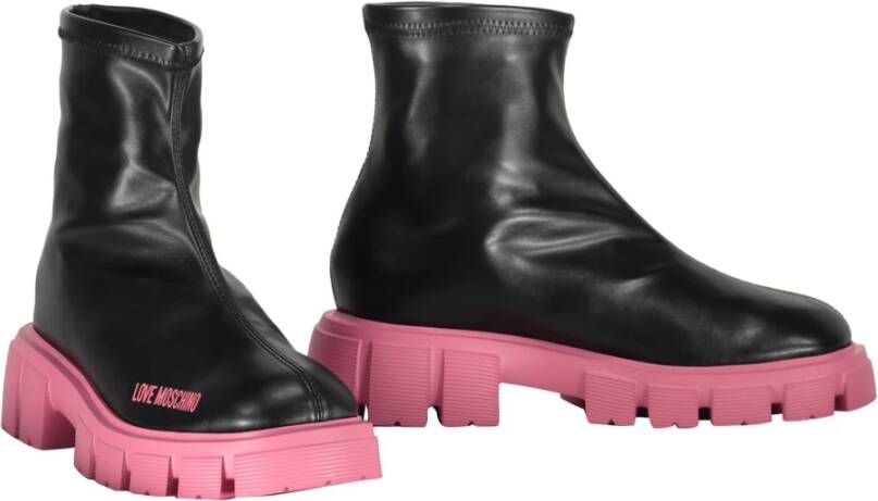 Love Moschino Contrasterende Zool Enkellaarzen Black Dames