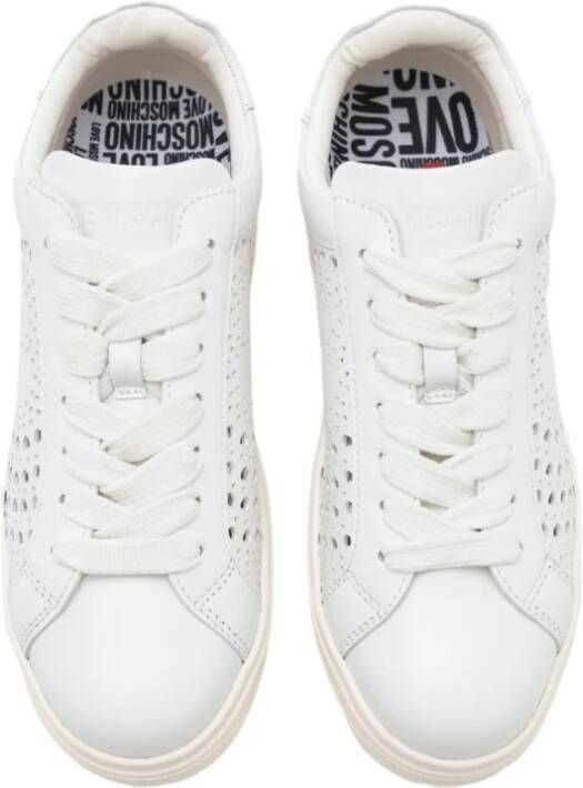 Love Moschino Dames Lage Sneakers van Leer White Dames