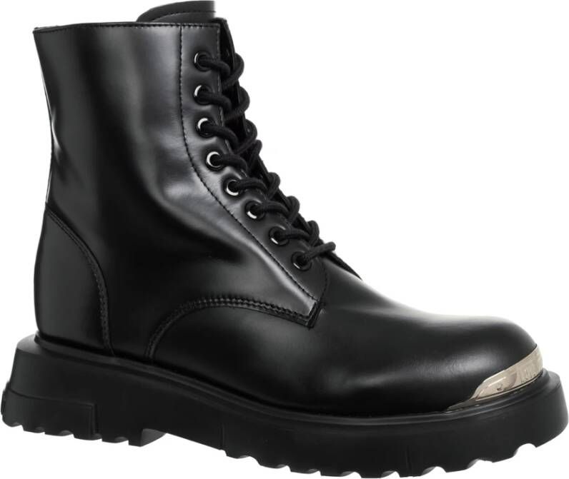 Love Moschino Effen Veterschoenen met Ritssluiting Black Dames