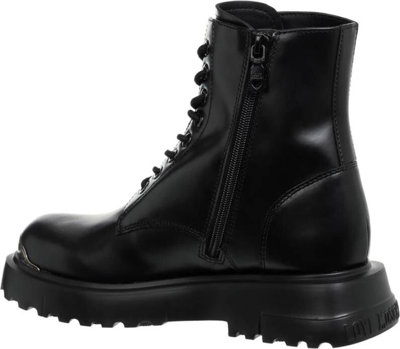 Love Moschino Effen Veterschoenen met Ritssluiting Black Dames