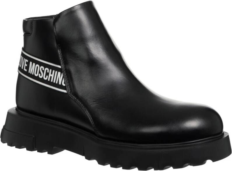 Love Moschino Enkellaarzen met ritssluiting en effen patroon Black Dames