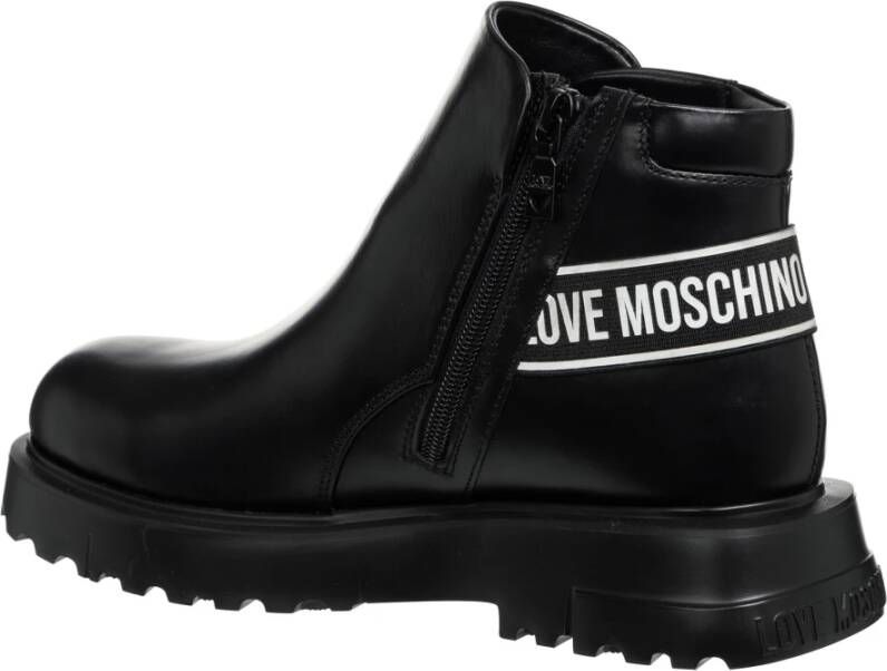 Love Moschino Enkellaarzen met ritssluiting en effen patroon Black Dames