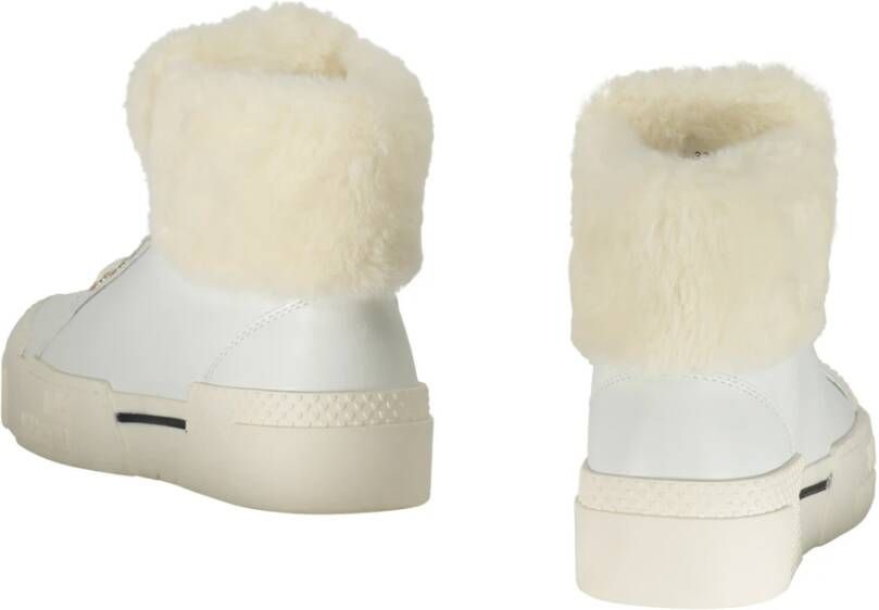 Love Moschino Faux Fur High-Top Sneakers White Dames