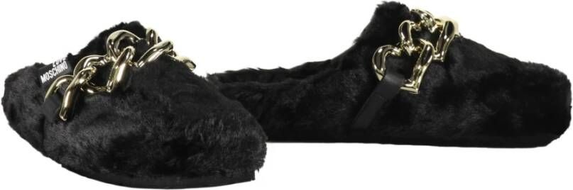 Love Moschino Faux Fur Slip-On Mules Black Dames