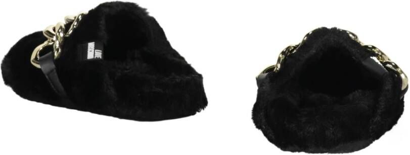 Love Moschino Faux Fur Slip-On Mules Black Dames