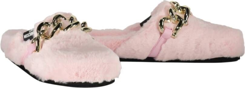 Love Moschino Faux Fur Slip-On Mules Pink Dames