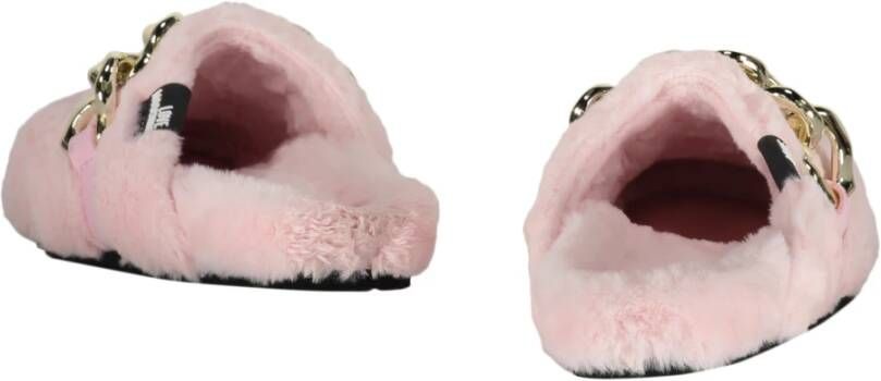 Love Moschino Faux Fur Slip-On Mules Pink Dames