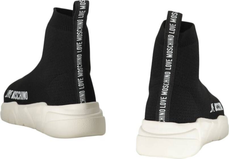 Love Moschino Gebreide Sneakers met Achterlogo Detail Black Dames