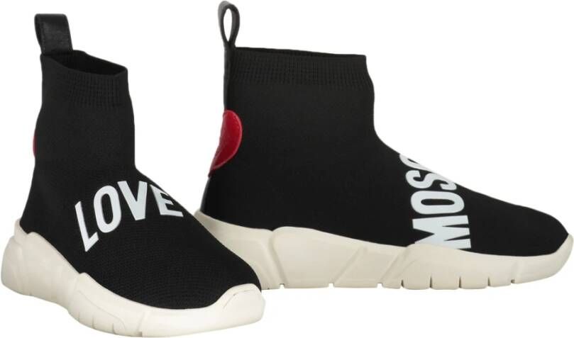 Love Moschino Gebreide sok-sneakers met contrasterende inzetstukken Black Dames