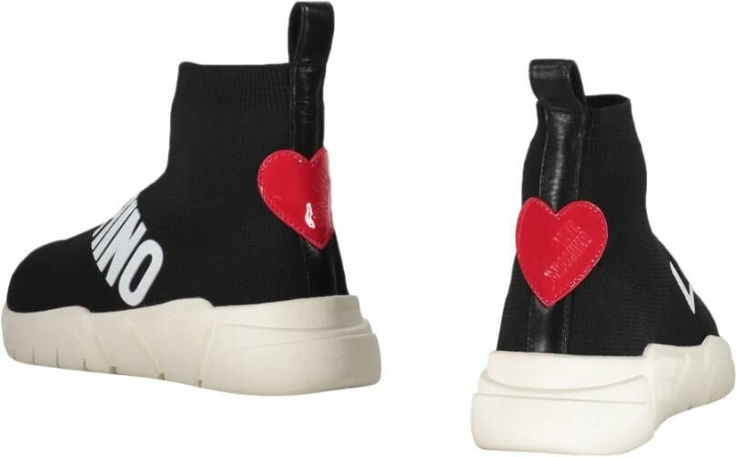 Love Moschino Gebreide sok-sneakers met contrasterende inzetstukken Black Dames