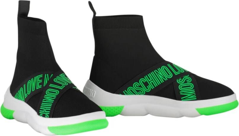 Love Moschino Gebreide sok-stijl sneakers Black Dames