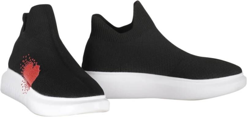 Love Moschino Gebreide sok-stijl sneakers met contrasterende inzetstukken Black Dames