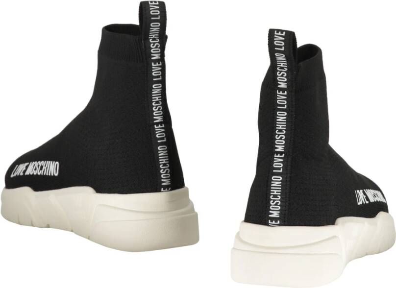 Love Moschino Gebreide sok-stijl sneakers met logodetail Black Dames