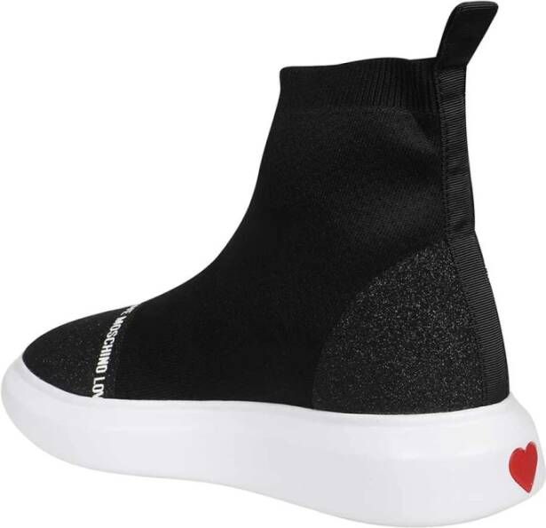 Love Moschino Geglitterde Gebreide Sok-Sneakers Black Dames