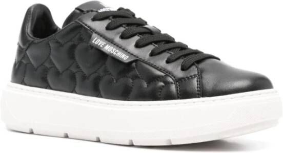 Love Moschino Gestikte Sneakers Zwart Logo Patch Black Dames