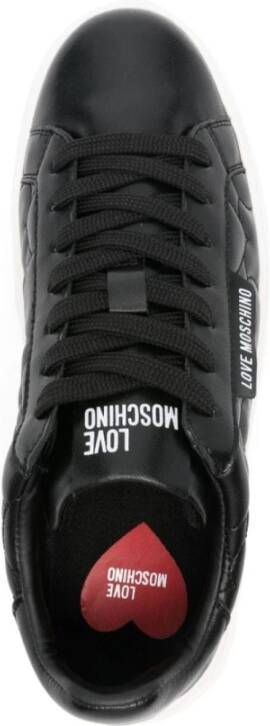 Love Moschino Gestikte Sneakers Zwart Logo Patch Black Dames