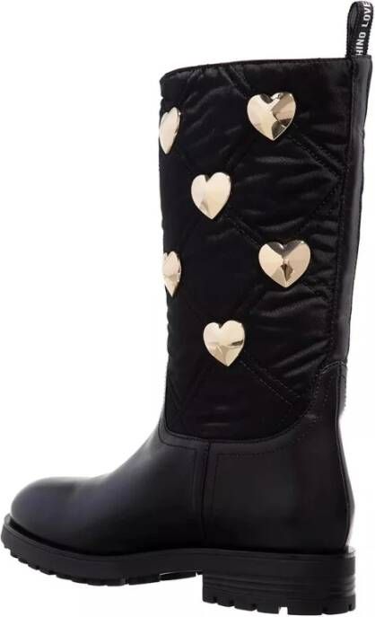 Love Moschino Gewatteerde Leren Enkellaarzen Zwart Black Dames