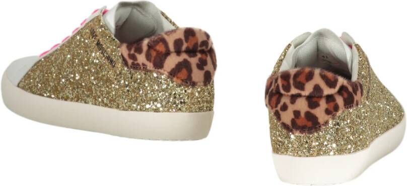 Love Moschino Glitter Low-Top Sneakers met Leren Inzetstukken Multicolor Dames