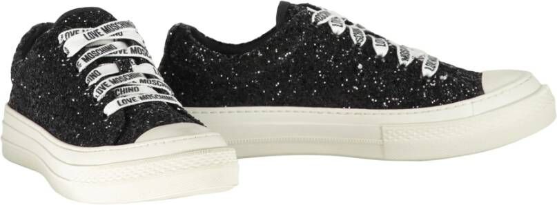 Love Moschino Glitter Low-Top Sneakers met Logo Print Black Dames