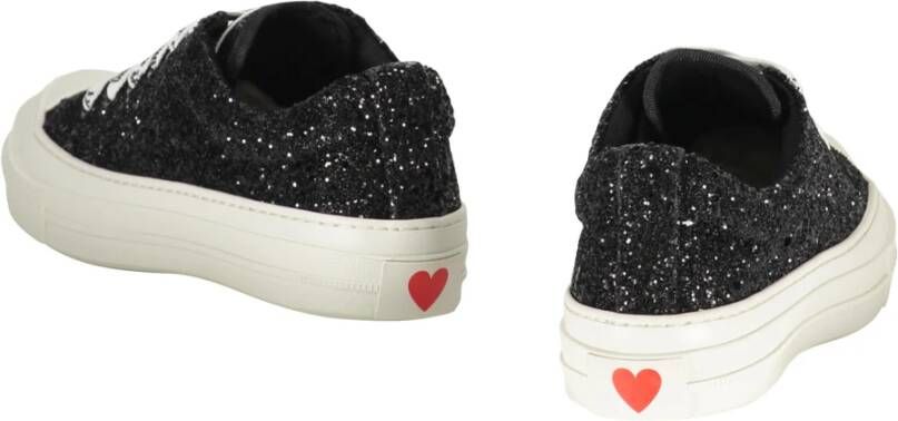 Love Moschino Glitter Low-Top Sneakers met Logo Print Black Dames