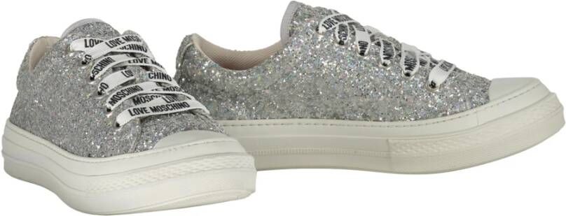 Love Moschino Glitter Low-Top Sneakers met Logo Print Gray Dames