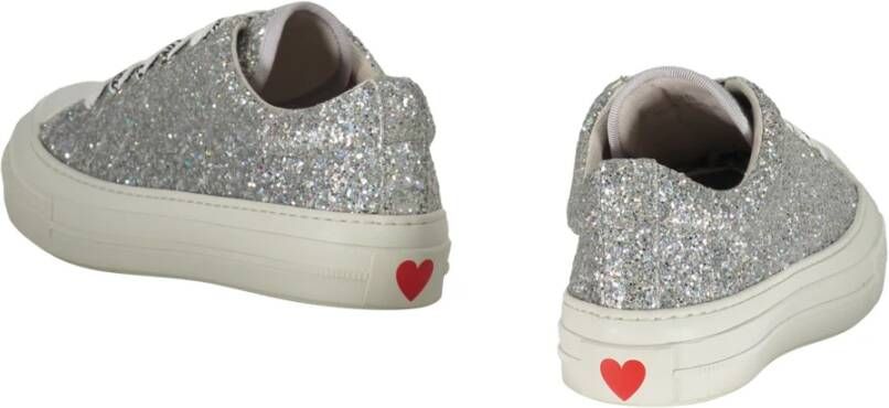 Love Moschino Glitter Low-Top Sneakers met Logo Print Gray Dames