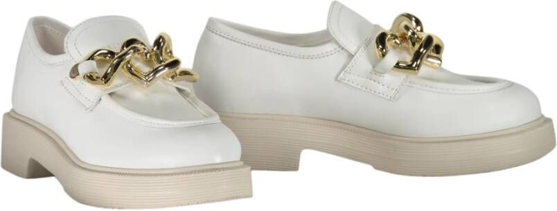 Love Moschino Goudkleurige Leren Loafers White Dames