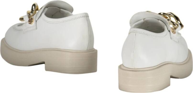 Love Moschino Goudkleurige Leren Loafers White Dames