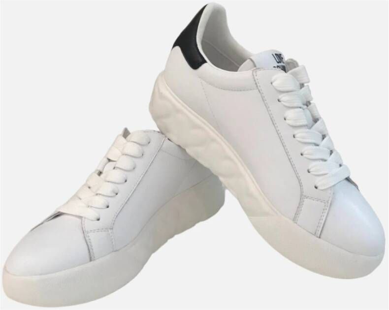 Love Moschino Hart Sneakers Wit Contrast Zool Veters White Dames