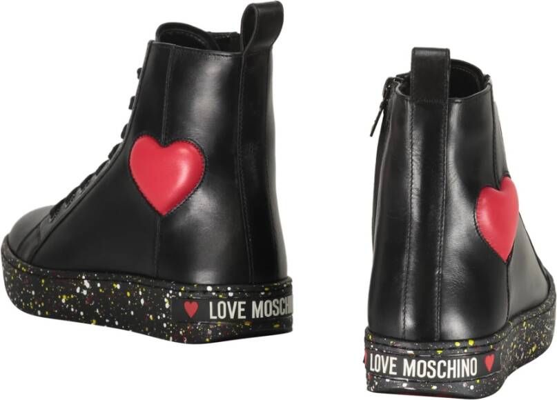 Love Moschino Hoge leren sneakers met zijrits Black Dames