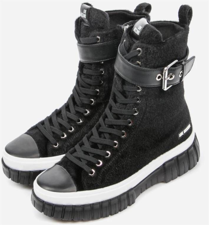 Love Moschino Hoge Top Veterschoenen voor Dames Black Dames