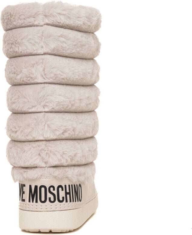 Love Moschino Imitatiebont Gewatteerde Trekkoordlaarzen White Dames