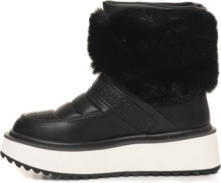 Love Moschino Imitatiebont Slip-On Gewatteerde Laarzen Black Dames