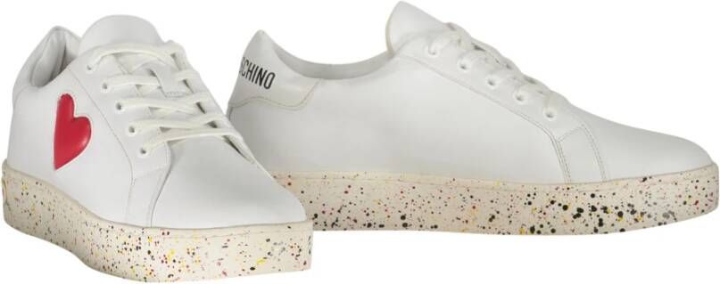 Love Moschino Lage leren sneakers met contrasterende inzetstukken White Dames