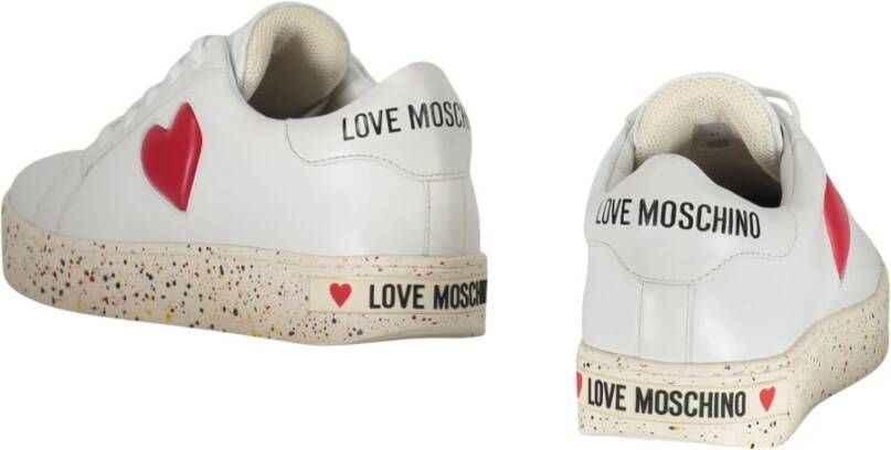 Love Moschino Lage leren sneakers met contrasterende inzetstukken White Dames