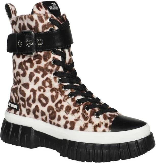 Love Moschino Leopard Print Canvas Sneakers Multicolor Dames