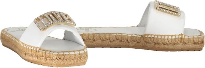 Love Moschino Leren espadrilles met kristallen versiering White Dames