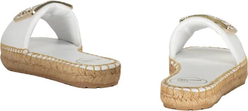 Love Moschino Leren espadrilles met kristallen versiering White Dames