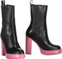 Love Moschino Leren laarzen met logo-inzetstukken en amandelvormige neus Black Dames - Thumbnail 2