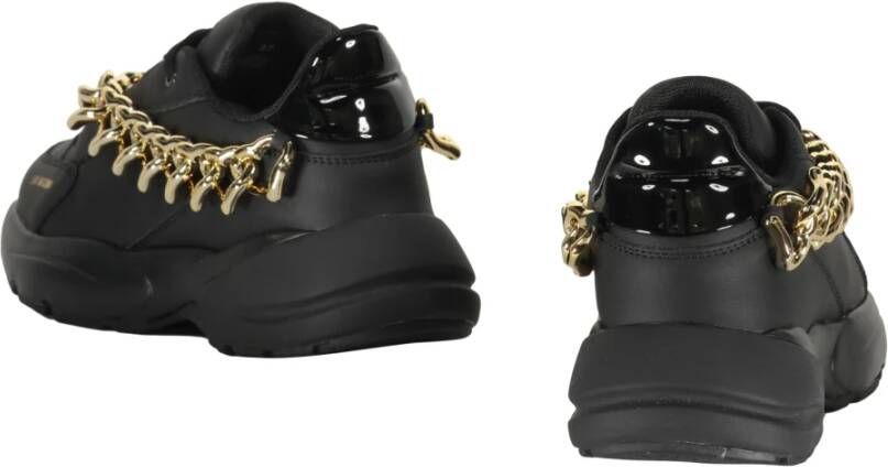 Love Moschino Leren Sneakers met Kettingdetail Black Dames