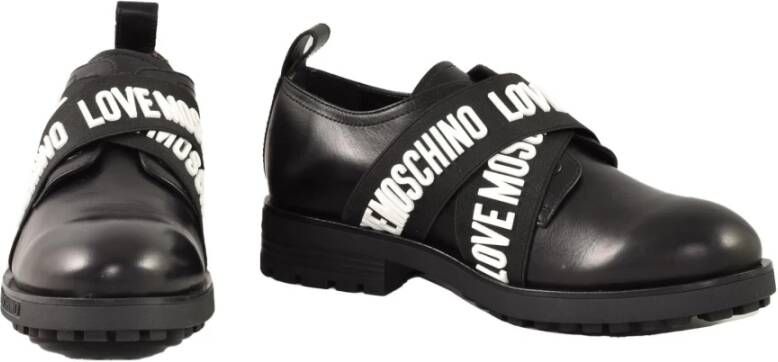 Love Moschino Leren sneakers met rubberen zool Black Dames