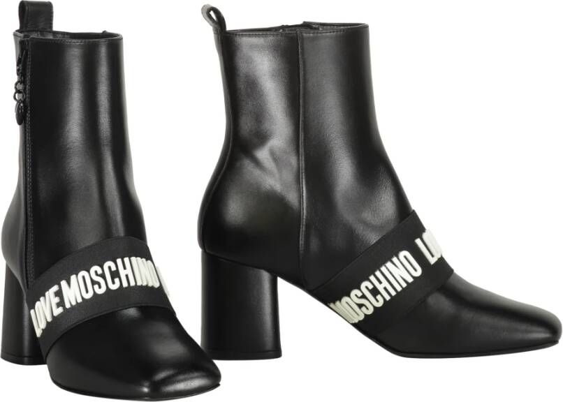 Love Moschino Logo Band Blokhak Laarzen Black Dames