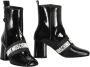 Love Moschino Logo Band Leren Blokhak Laarzen Black Dames - Thumbnail 2