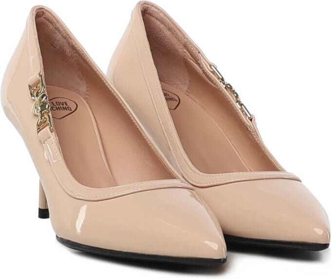 Love Moschino Nude Patent Leren Pointed Heel Pumps Beige Dames