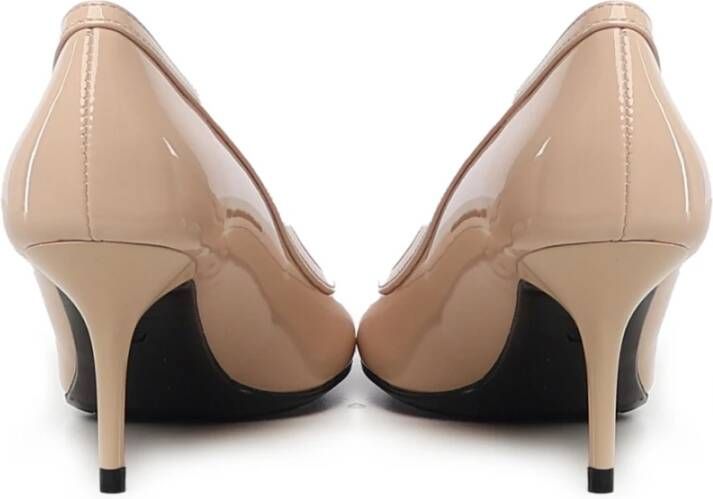 Love Moschino Nude Patent Leren Pointed Heel Pumps Beige Dames