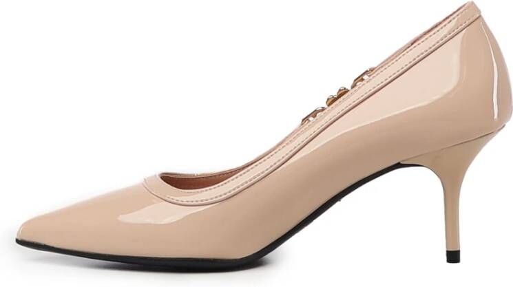 Love Moschino Nude Patent Leren Pointed Heel Pumps Beige Dames