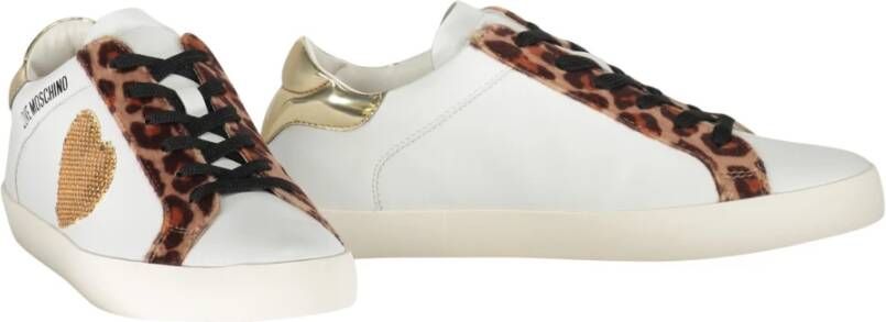 Love Moschino Paillet lage sneakers met nepbont White Dames