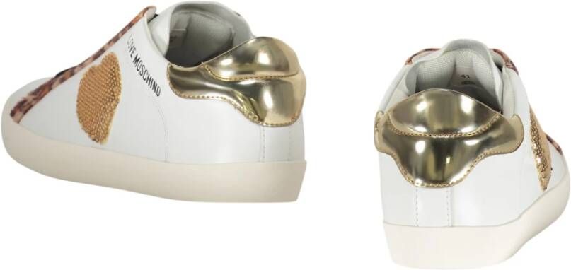 Love Moschino Paillet lage sneakers met nepbont White Dames